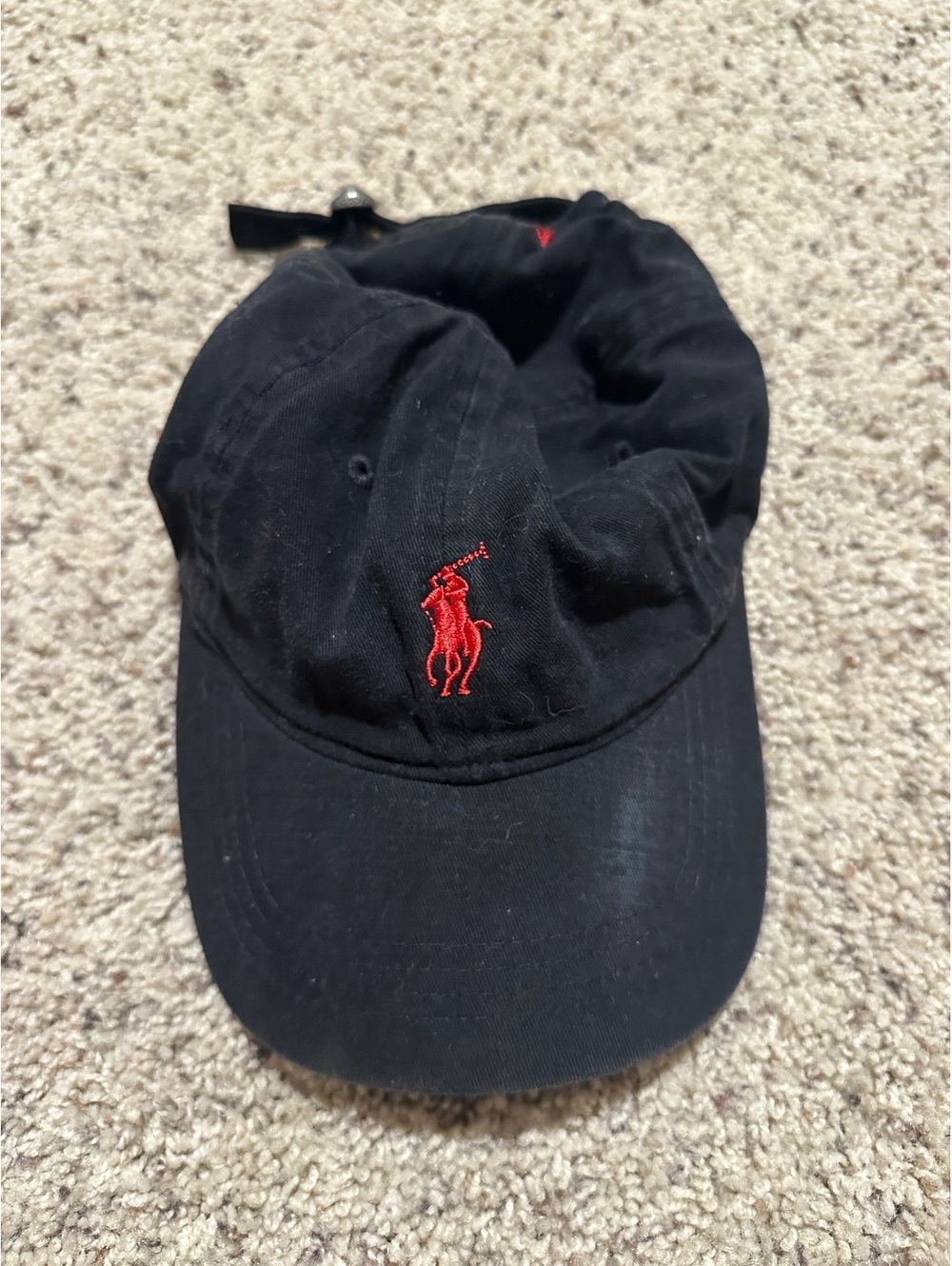Polo Ralph Lauren Black Baseball Cap with Red Logo